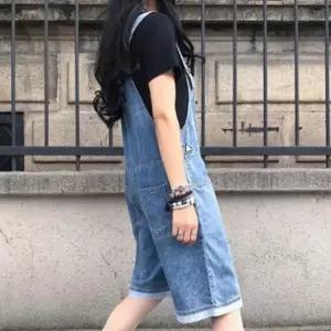 [하프클럽/]데님 점프수트 멜빵 바지 레이어드 캐주얼 롤업 팬츠 연청 진청