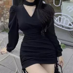 [하프클럽/]미니 드레스 홀터넥 A라인 이브닝 원피스
