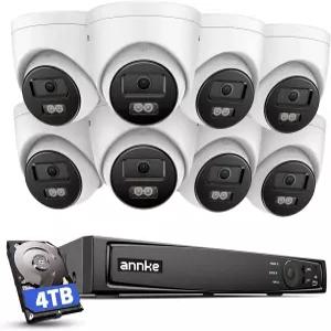 ANKE 6CH 4K PoE 카메라 시스템 4TB HDD 및 8배 4K/8MP IP 유선 캠을 갖춘 H265 NVR AI 인체 차량 감지