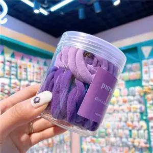 [룽스_62]고무줄 여자 단발 헤어 끈 검정머리끈 퍼플 50P