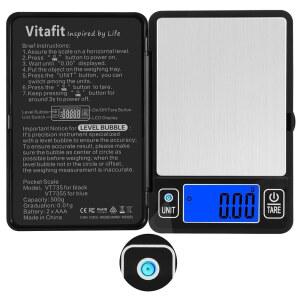 VITAFIT 500G 디지털 그램 저울 01G 레벨 내장 버블로 커피 전문가용 실험실 높은 주방 음식 주얼리 포켓 다기능을 블랙 저울 정확도 2001년부터 보장 위한