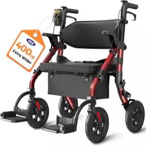 시니어용 VOCIC 워커 Z59 2 in 1 휠체어 콤보 400파운드 무게 용량 10인치 올터레인 롤레이터 엑스트라