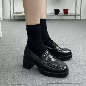 [룽스_62]로퍼구두 가보시 페니 여성 통굽 미들굽 로퍼힐Y