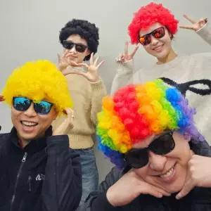 [룽스_62]네컷 폭탄 뽀글머리 폭탄머리 가발 레인보우