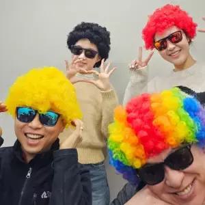 [룽스_62]네컷 폭탄 뽀글머리 뽀글머리 가발 옐로우