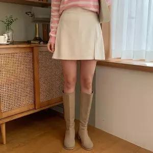 [하프클럽/옷자락]여성 캐주얼 옆트임 골지 허리밴딩 치마바지