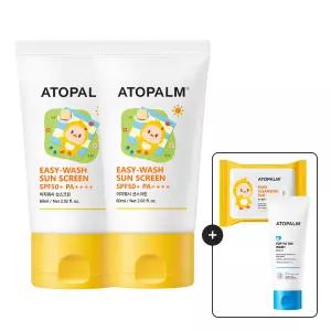 아토팜 이지워시 선스크린 SPF50+ PA++++ X2개 세트+[증정]퓨어클렌징패드30매+탑투토워시100ml