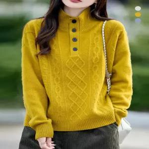 [키리앙] 리너 하이넥 다이아 패턴 니트