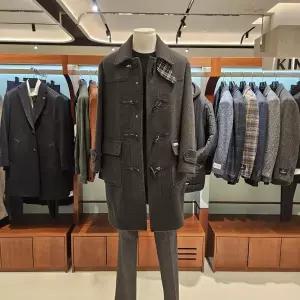 [킨록바이킨록앤더슨](신세계 사우스시티)그레이 더플코트 울 캐시미어 오버핏 롱코트(CIO26S0M8)