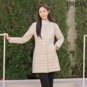 드리다 경량 오리털 라운드 브이넥 빅사이즈 덕다운 롱 패딩 점퍼 캐주얼 출근 미시 엄마옷