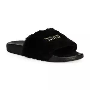 베르사체 MUST IT_VERSACE LOGO FUR SLIDES 77VA3SQ4 ZS359 899) 로고 퍼 슬라이드)