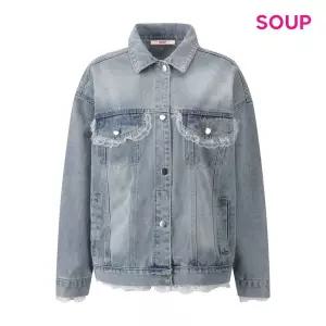 [SOUP](타임스퀘어점패션관)빈티지 레이스 워싱 데님 자켓 (S62JK03)