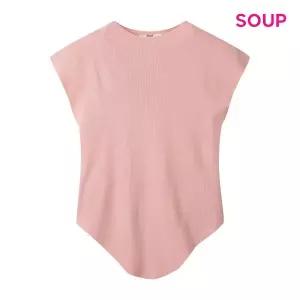 [SOUP](타임스퀘어점패션관)언발란스 컷팅 반목 반팔 니트 (S62LK07)
