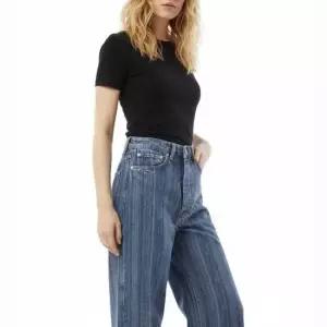 가니 MUST IT_ Striped Baggy Jeans J1882 566) 마일드 블루 스톤 배기 진)