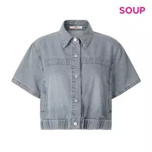 [SOUP](타임스퀘어점패션관)밴딩 밑단 데님 하프 슬리브 자켓 (S64JK01)
