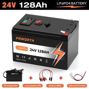 24V 리튬 배터리 128Ah, 딥 사이클 LiFePO4 저온 보호 기능이 있는 BMS, RV, 태양광 시스템, 비상 조명에
