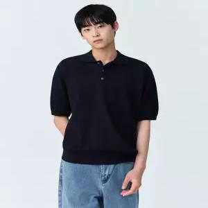무신사 스탠다드 워셔블 수피마 코튼 니티드 폴로 셔츠 네이비 804128