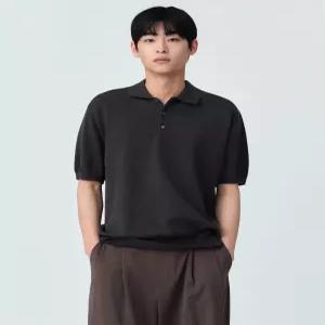 무신사 스탠다드 워셔블 수피마 코튼 니티드 폴로 셔츠 다크 그레이 1742758