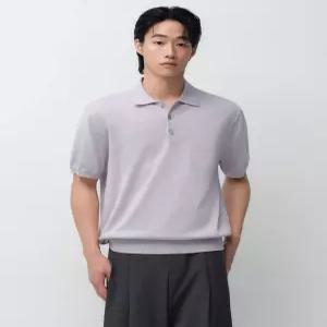 무신사 스탠다드 워셔블 수피마 코튼 니티드 폴로 셔츠 퍼플 그레이 3451503