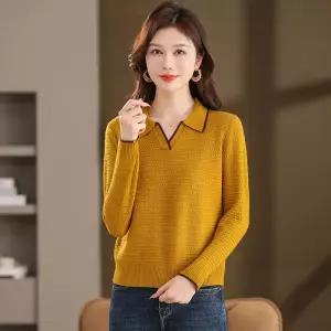 여자 가을 셔츠 칼라 배색 니트 풀오버 봄 카디건 원픽3