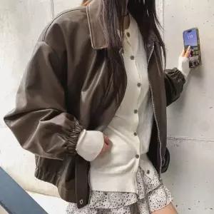 [텐바이텐]레더 오버핏 레이어드 여성 가을 간절기 가죽 집업 점퍼 자켓