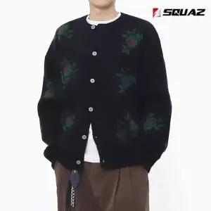 [스콰즈]스콰즈 남녀공용 오버핏 플라워 가디건 라운드넥 니트 SCON004