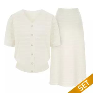 (택가 129000원)[티뷰] 자카드패턴니트스커트세트_V5B-CSE036