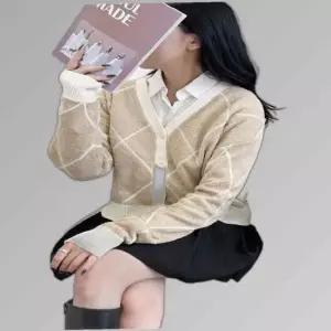 체크부클데일리 여성 플레인 5084 니트가디건
