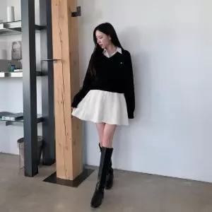 여성 트위드 플레어 뒷밴드 미니 스커트 치마