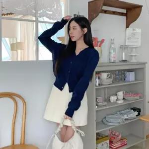 여성 기본 코듀로이 A라인 짧은 치마 골덴 모직