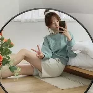 [하프클럽/옷자락]여성면혼방입체자수세미크롭맨투맨