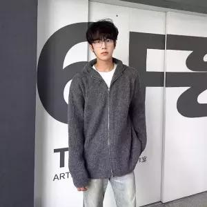 엘럽 남자 빈티지 니트 다크그레이 스웨터 봄가을 카디건 후드 클린핏 집업 아우터 박템3