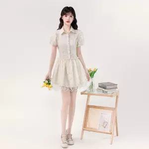 여성용 치마 원피스 공주 레이스 레이어드 퍼프 프렌치 SPO마켓1