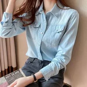 캐주얼남방 청셔츠 데님 1P 여자남방 여자청 데일리 간절기 버튼