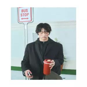 에잇세컨즈 페이크 레더 후드 점퍼 블랙 2570602