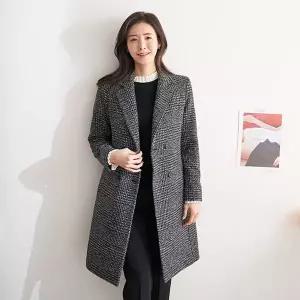 40-50대 중년 여성 겨울 하운드 체크 빅사이즈 2온스 누빔 코트 마담 세일 하객 오피스룩1197969
