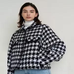 아바몰리 HOUNDTOOTH TWEED SHOT COAT (WH BK CHECK) AEW-JKK111-10