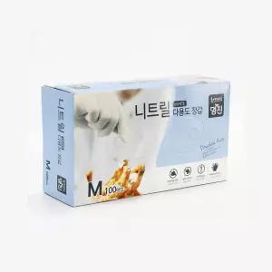 명진 니트릴장갑 알러지 프리 주방용품 100매 흰색(중) 식품용/산업용/요리용/의료용/셰프장갑