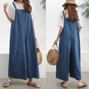하늘바라기 여성용 파니 와이드 데님 점프수트