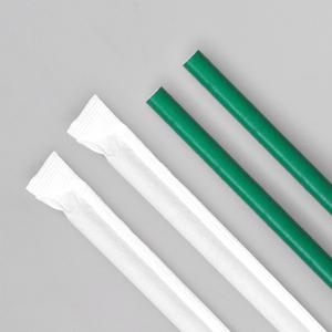 [KO] 7x210mm 그린 일자형 종이빨대 개별포장 카페 커피 음료 스트로우 1박스 5000개