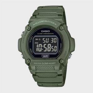 CASIO 카시오 W-219HC-3B 디지털 군인 손목시계 캐주얼 카키