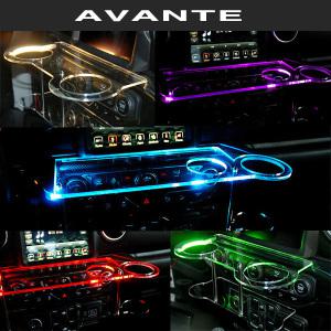 아반떼AD/더뉴아반테 트윈컵홀더 2단 무중력테이블 USB 5V LED 차량용 식탁 선반 트레이 핸드폰 스마트폰 거치대 컵홀더 수납용품