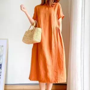 여성 데일리 원피스 양포켓 반팔 A라인 롱 스커트_21234752