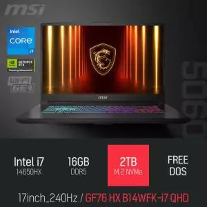 ⓒ MSI 소드 GF76 HX B14WFK-i7 QHD 16GB 2TB / 17인치 편집 고성능 게임 포토샵 캐드 AI 노트북