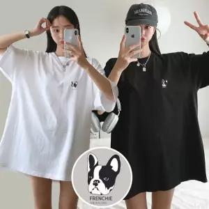 포켓불독 박스 여성 오버핏 반팔 티셔츠 (2컬러) 박스티 빅사이즈