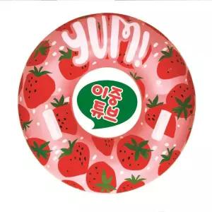 (100cm) 라온토이 스트로베리 물놀이 튜브 국산 KC인증/도넛/PVC/성인/원형/고무/실내/수영장/여름/안전