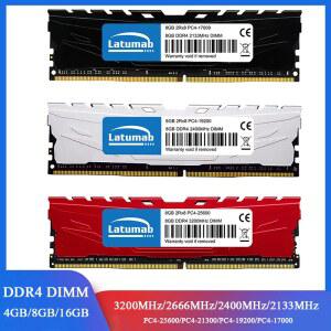 Latumab 게임용 데스크탑 메모리 DDR4 RAM 4GB 8GB 16GB 3200MHz 2400 2133 2666MHz 288 핀 PC4 25600 21300 19200 1 2V DIMM