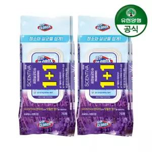 [유한양행]유한락스 세정살균티슈 센티바 프로방스 라벤더 76매 2+2 (304매)