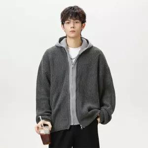 코디코치 듀얼 남자 집업 후드 가디건 캐주얼 투웨이 지퍼 배색 디테일 루즈핏 실루엣 아우터 재킷
