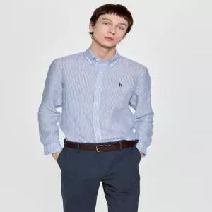 헤지스 남성 25FW 네이비 스트라이프 린넨 긴팔캐주얼셔츠 HZSH5C105N2